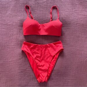 Victoria’s Secret ribbed high waist cheeky bikini bottoms M red